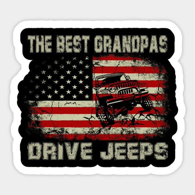 The Best Grandpas Drive Jeeps American Flag Jeep Sticker by Jane Sky